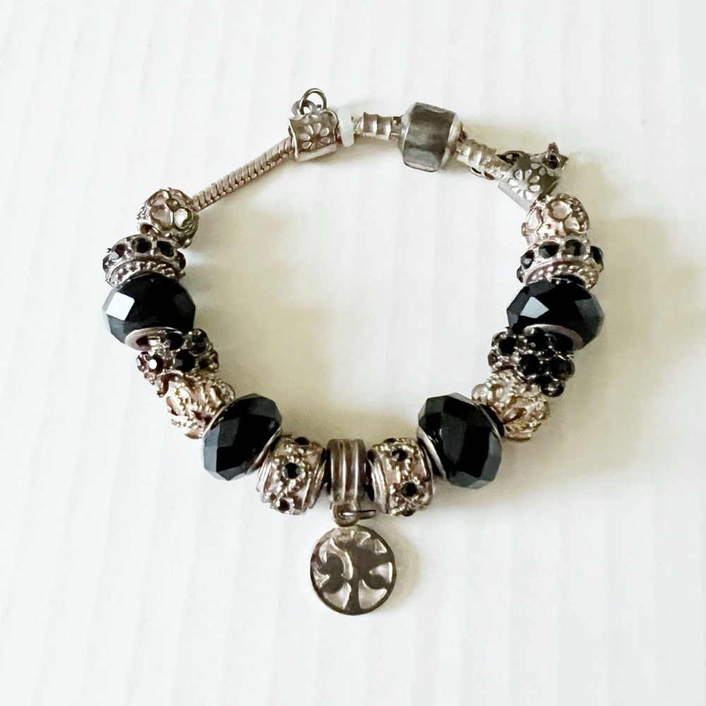 Rose Gold high quality black Crystal Charm Bracelet